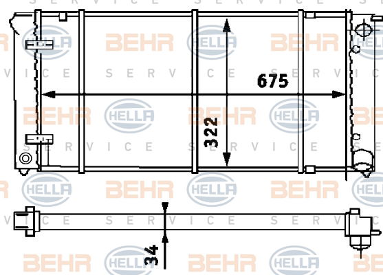 Radiateur, refroidissement du moteur BEHR HELLA SERVICE Version ALTERNATIF