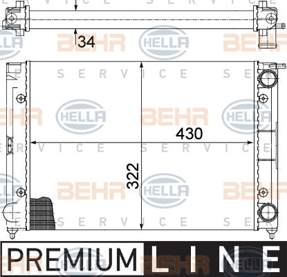 Radiateur, refroidissement du moteur BEHR HELLA SERVICE Version ALTERNATIF