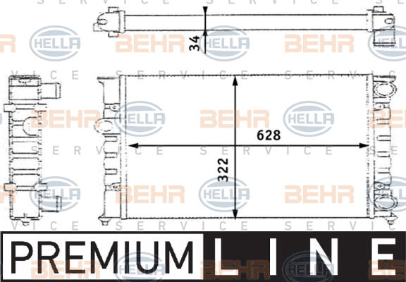 Radiateur, refroidissement du moteur BEHR HELLA SERVICE *** PREMIUM LINE ***