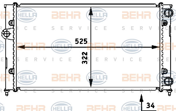 Radiateur, refroidissement du moteur BEHR HELLA SERVICE Version ALTERNATIF