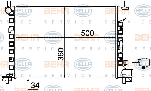 Radiateur, refroidissement du moteur BEHR HELLA SERVICE Version ALTERNATIF