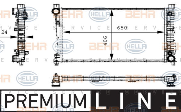 Radiateur, refroidissement du moteur BEHR HELLA SERVICE *** PREMIUM LINE ***