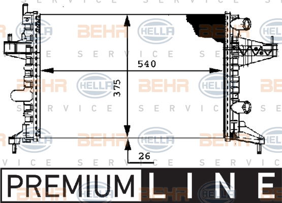 Radiateur, refroidissement du moteur BEHR HELLA SERVICE *** PREMIUM LINE ***