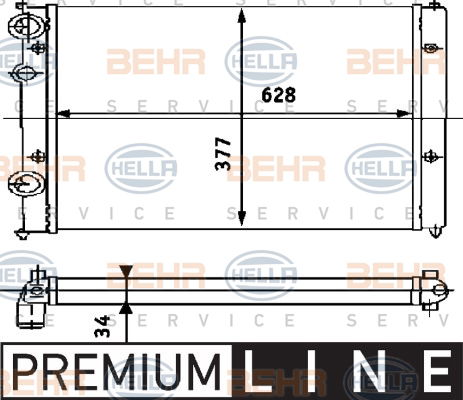 Radiateur, refroidissement du moteur BEHR HELLA SERVICE Version ALTERNATIF