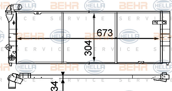 Radiateur, refroidissement du moteur BEHR HELLA SERVICE