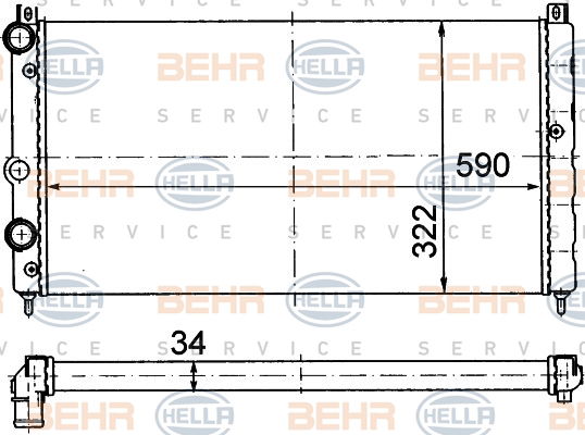 Radiateur, refroidissement du moteur BEHR HELLA SERVICE *** PREMIUM LINE ***