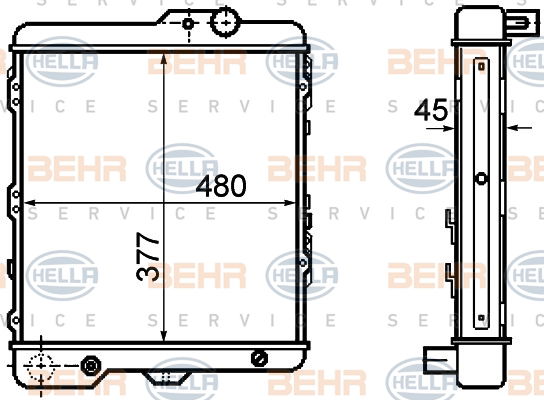 Radiateur, refroidissement du moteur BEHR HELLA SERVICE