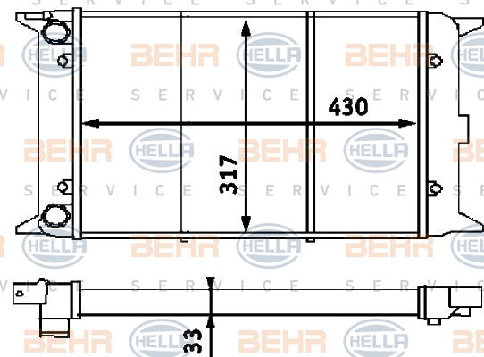 Radiateur, refroidissement du moteur BEHR HELLA SERVICE *** PREMIUM LINE ***