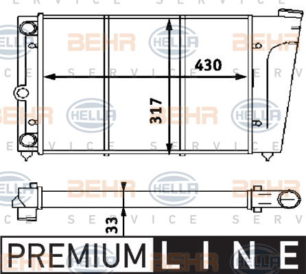 Radiateur, refroidissement du moteur BEHR HELLA SERVICE *** PREMIUM LINE ***