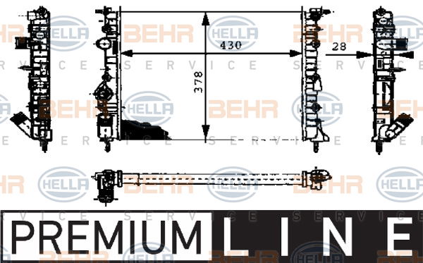 Radiateur, refroidissement du moteur BEHR HELLA SERVICE Version ALTERNATIF