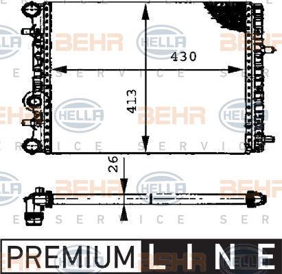 Radiateur, refroidissement du moteur BEHR HELLA SERVICE Version ALTERNATIF