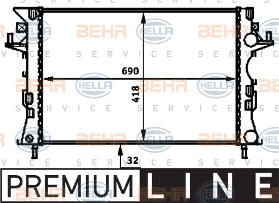 Radiateur, refroidissement du moteur BEHR HELLA SERVICE Version ALTERNATIF