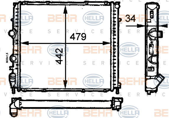 Radiateur, refroidissement du moteur BEHR HELLA SERVICE