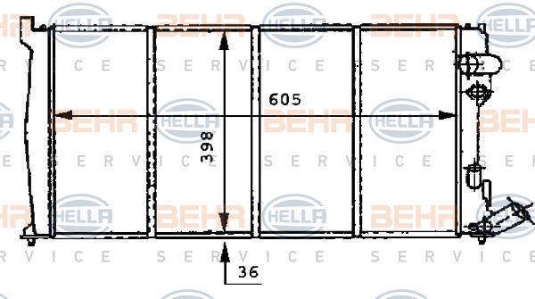 Radiateur, refroidissement du moteur BEHR HELLA SERVICE