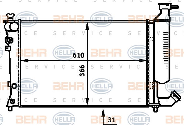 Radiateur, refroidissement du moteur BEHR HELLA SERVICE Version ALTERNATIF