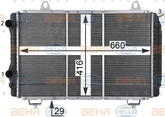 Radiateur, refroidissement du moteur BEHR HELLA SERVICE Version ALTERNATIF