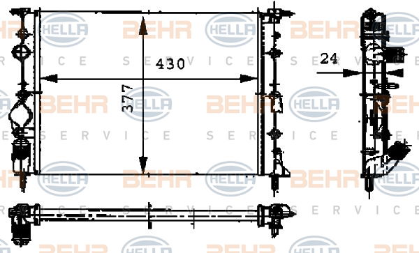 Radiateur, refroidissement du moteur BEHR HELLA SERVICE