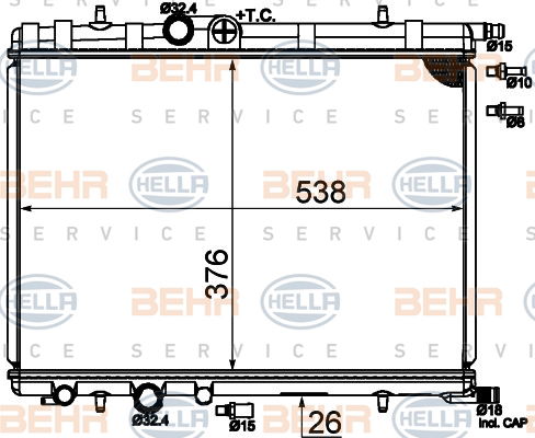 Radiateur, refroidissement du moteur BEHR HELLA SERVICE Version ALTERNATIF