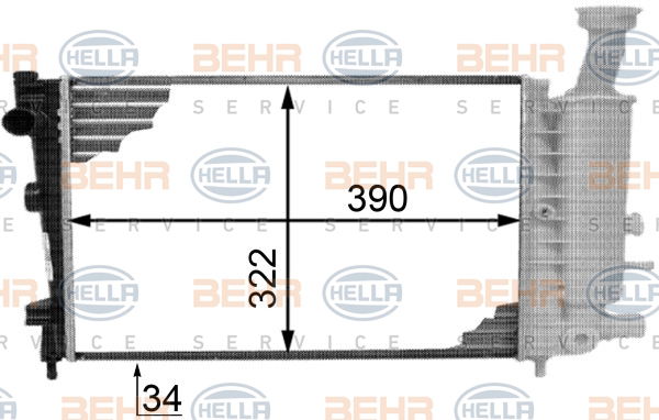 Radiateur, refroidissement du moteur BEHR HELLA SERVICE *** PREMIUM LINE ***