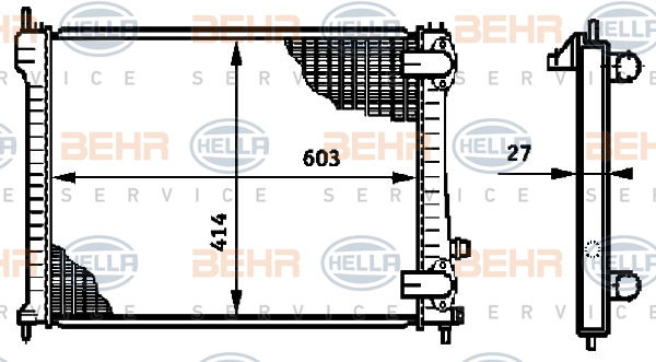 Radiateur, refroidissement du moteur BEHR HELLA SERVICE *** PREMIUM LINE ***