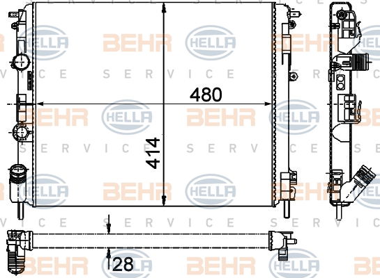 Radiateur, refroidissement du moteur BEHR HELLA SERVICE