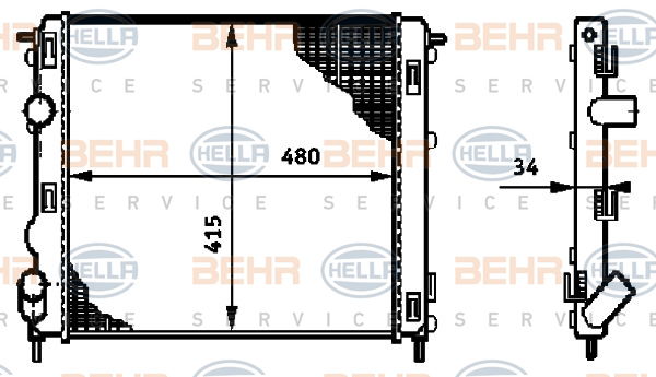 Radiateur, refroidissement du moteur BEHR HELLA SERVICE