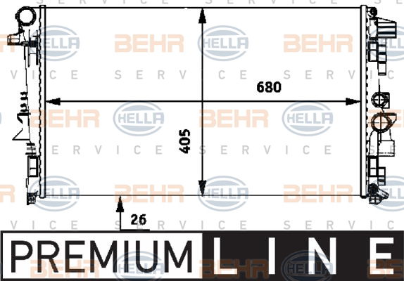 Radiateur, refroidissement du moteur BEHR HELLA SERVICE *** PREMIUM LINE ***