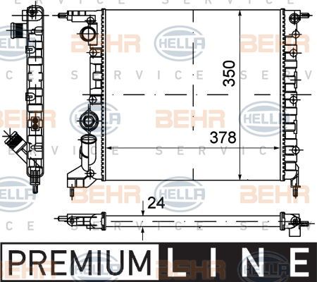 Radiateur, refroidissement du moteur BEHR HELLA SERVICE Version ALTERNATIF