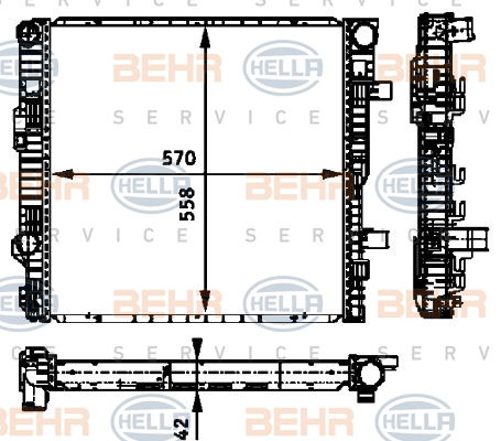 Radiateur, refroidissement du moteur BEHR HELLA SERVICE *** PREMIUM LINE ***