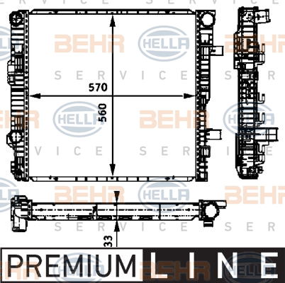 Radiateur, refroidissement du moteur BEHR HELLA SERVICE *** PREMIUM LINE ***