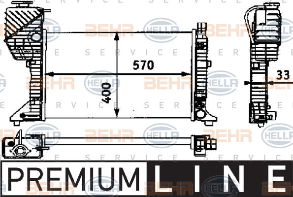 Radiateur, refroidissement du moteur BEHR HELLA SERVICE *** PREMIUM LINE ***