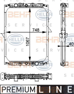 Radiateur, refroidissement du moteur BEHR HELLA SERVICE *** PREMIUM LINE ***