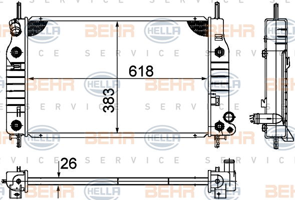 Radiateur, refroidissement du moteur BEHR HELLA SERVICE