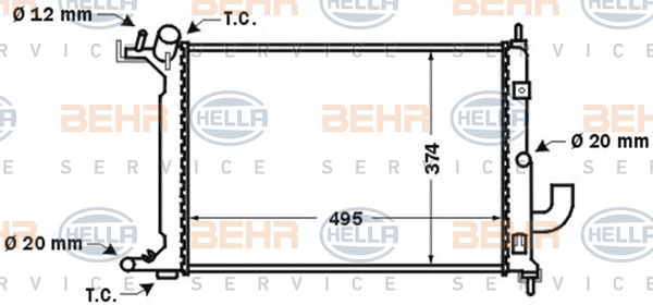 Radiateur, refroidissement du moteur BEHR HELLA SERVICE *** PREMIUM LINE ***