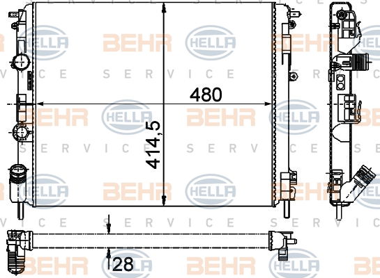 Radiateur, refroidissement du moteur BEHR HELLA SERVICE *** PREMIUM LINE ***