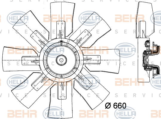 Ventilateur, refroidissement du moteur BEHR HELLA SERVICE *** PREMIUM LINE ***