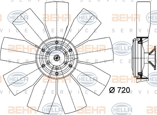 Ventilateur, refroidissement du moteur BEHR HELLA SERVICE *** PREMIUM LINE ***