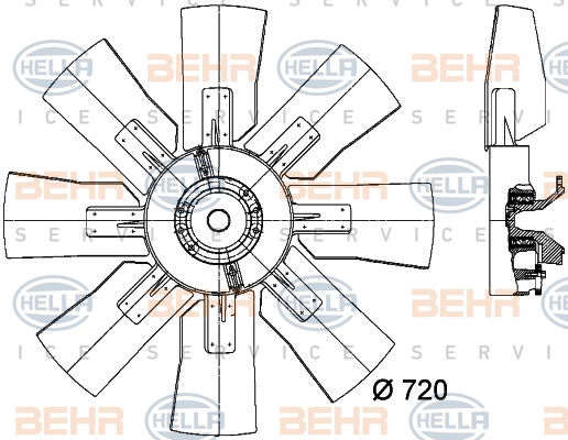 Ventilateur, refroidissement du moteur BEHR HELLA SERVICE *** PREMIUM LINE ***