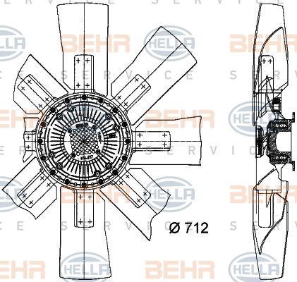 Ventilateur, refroidissement du moteur BEHR HELLA SERVICE *** PREMIUM LINE ***