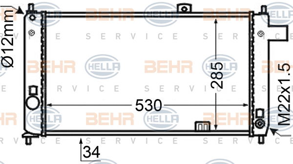 Radiateur, refroidissement du moteur BEHR HELLA SERVICE