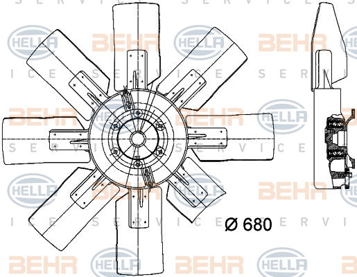 Ventilateur, refroidissement du moteur BEHR HELLA SERVICE *** PREMIUM LINE ***