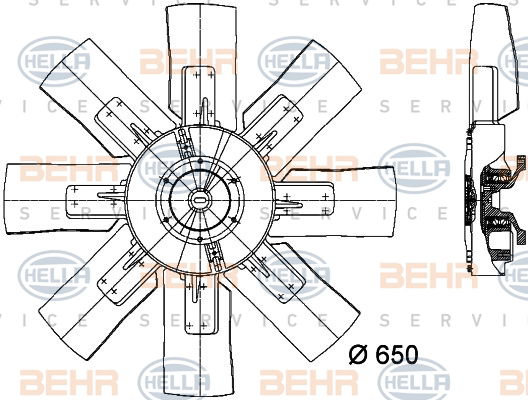 Ventilateur, refroidissement du moteur BEHR HELLA SERVICE *** PREMIUM LINE ***