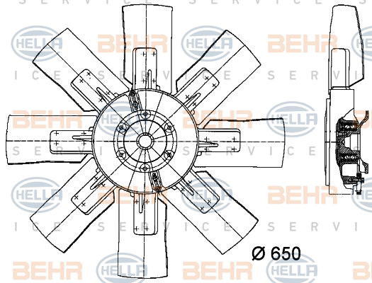 Ventilateur, refroidissement du moteur BEHR HELLA SERVICE *** PREMIUM LINE ***