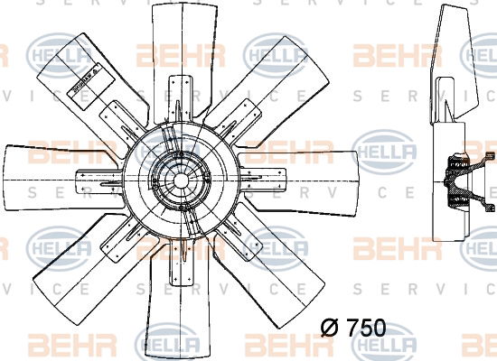 Ventilateur, refroidissement du moteur BEHR HELLA SERVICE *** PREMIUM LINE ***
