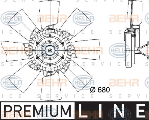 Ventilateur, refroidissement du moteur BEHR HELLA SERVICE *** PREMIUM LINE ***