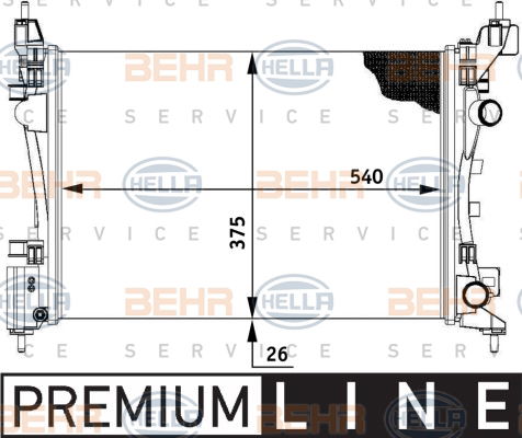 Radiateur, refroidissement du moteur BEHR HELLA SERVICE Version ALTERNATIF