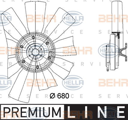 Ventilateur, refroidissement du moteur BEHR HELLA SERVICE *** PREMIUM LINE ***