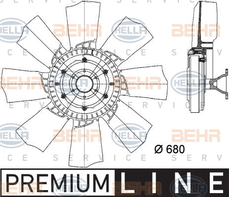 Ventilateur, refroidissement du moteur BEHR HELLA SERVICE *** PREMIUM LINE ***