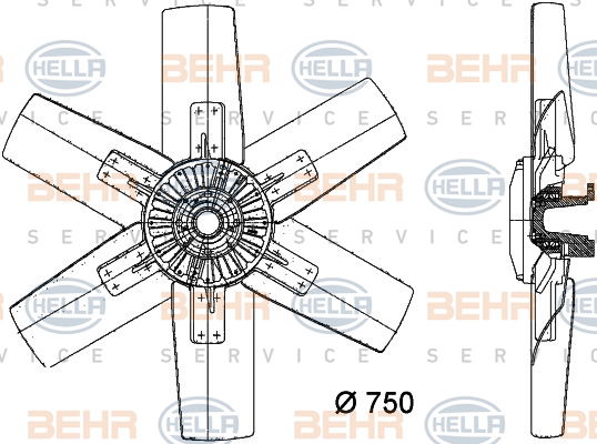 Ventilateur, refroidissement du moteur BEHR HELLA SERVICE *** PREMIUM LINE ***