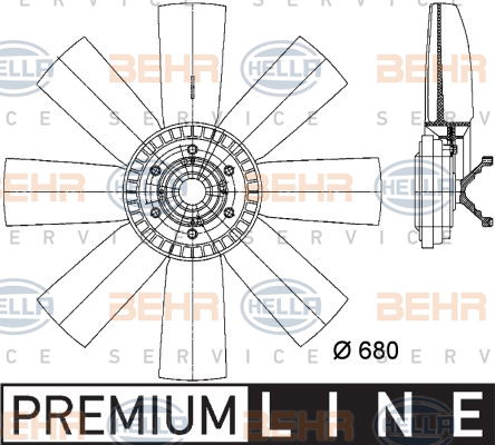 Ventilateur, refroidissement du moteur BEHR HELLA SERVICE *** PREMIUM LINE ***